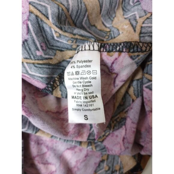 Lularoe Dress Small Carly Swing High Low Black Purple Flowers Casual Comfy - Picture 6 of 7